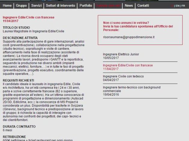 Offerta lavoro ingegneri scandalo