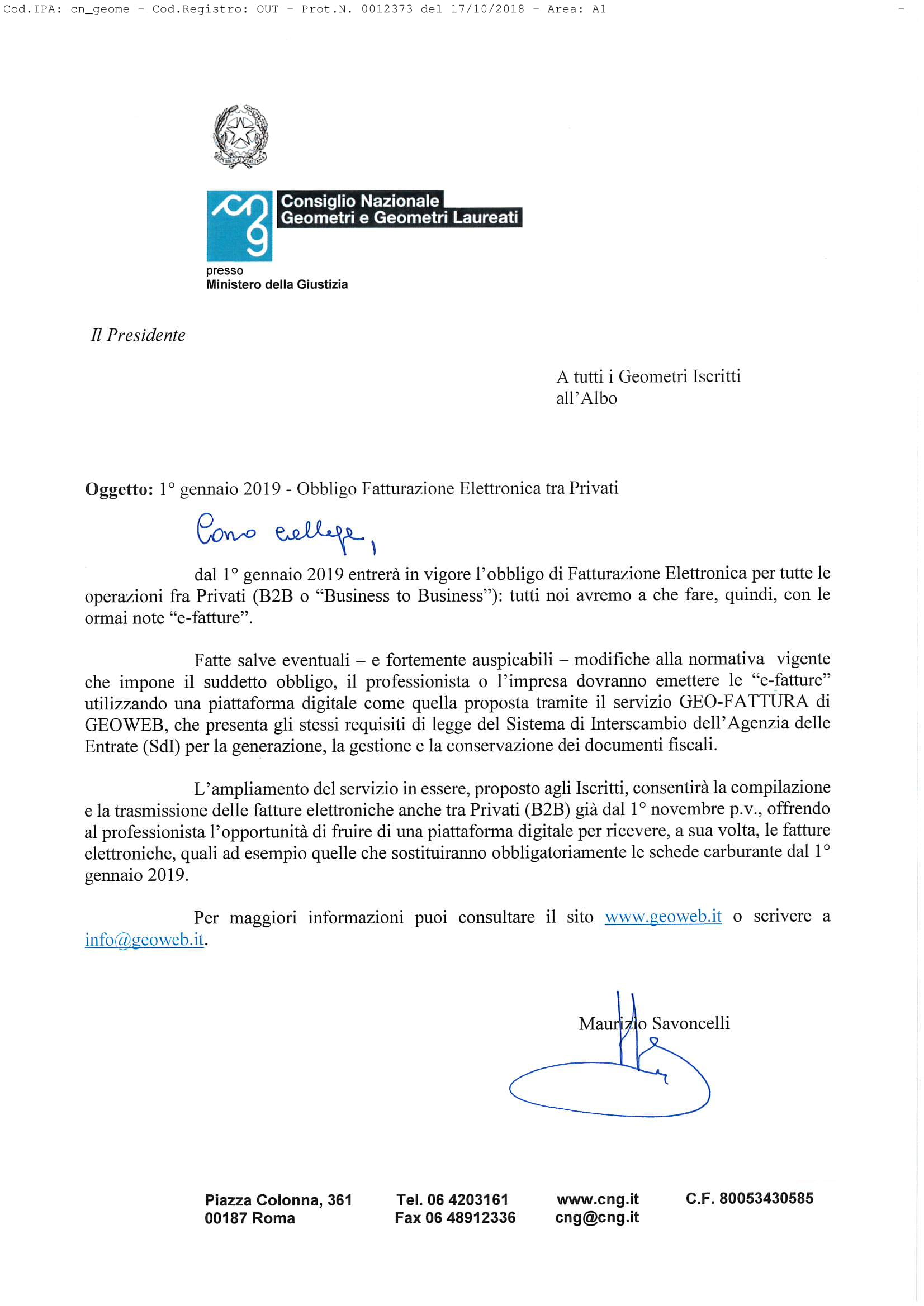 Fatture Elettroniche ONLINE con il servizio di GeoWEB