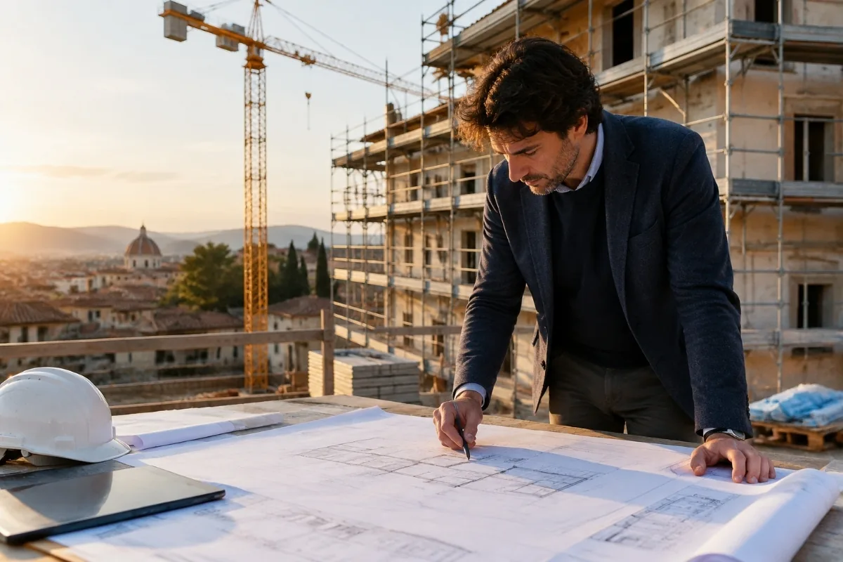 Progettista che prepara una SCIA alternativa al permesso di costruire
